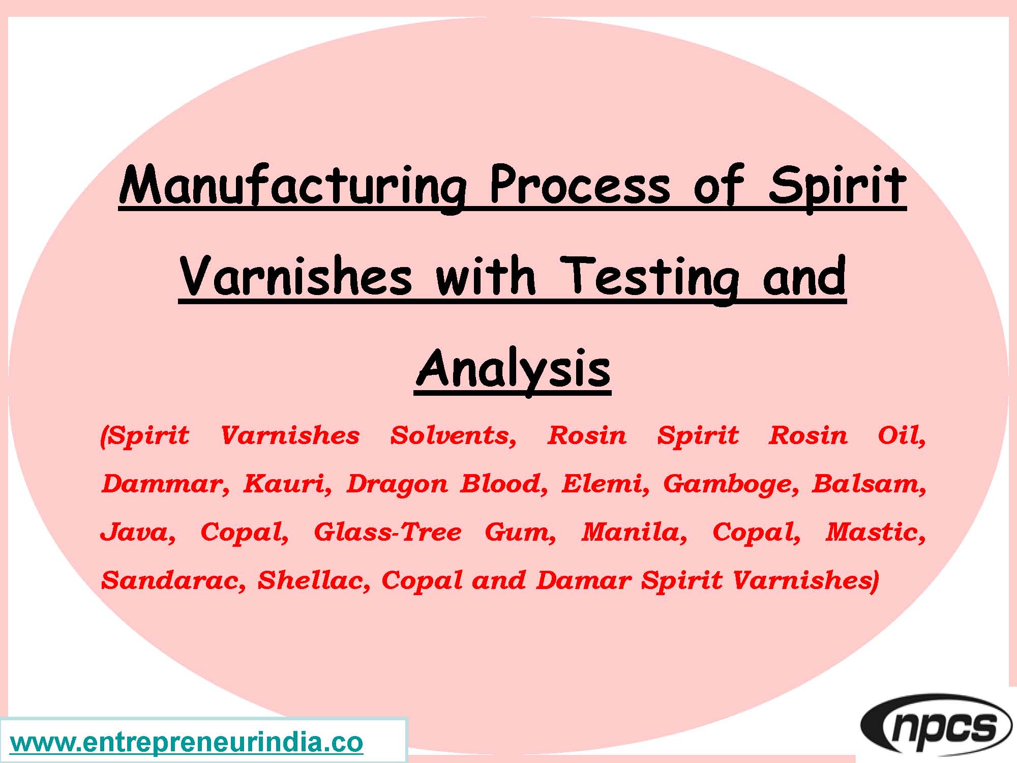 Manufacturing Process of Spirit Varnishes with Testing and Analysis