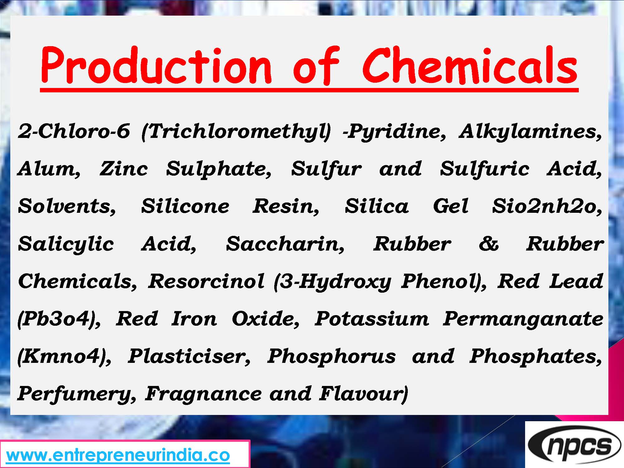 Production of Chemicals
