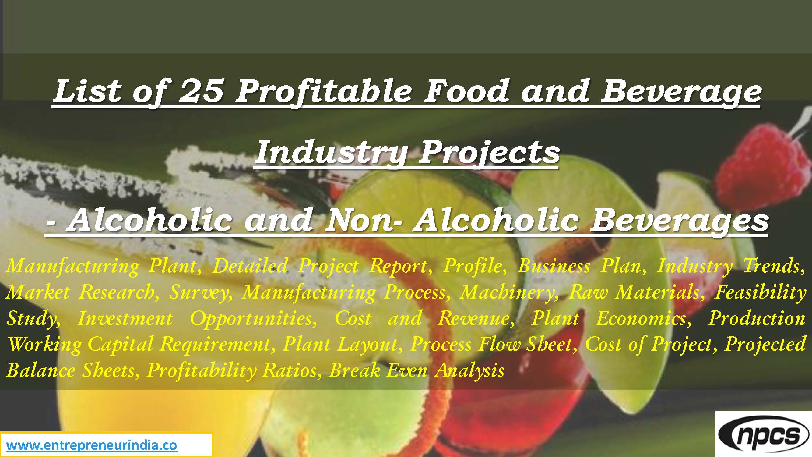 List of 25 Profitable Food and Beverage Industry Projects - Alcoholic and Non- Alcoholic Beverages